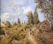 Camille Pissarro Walking in the countryside on the road loggers painting